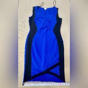 Check Out Blue Black Colorblock Sheath Dress Sleeveless Stretch Size 1XL